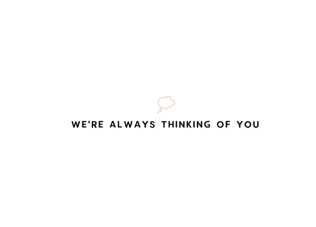 Journal page titled “We’re always thinking of you”, with a small hand-drawn thought bubble.