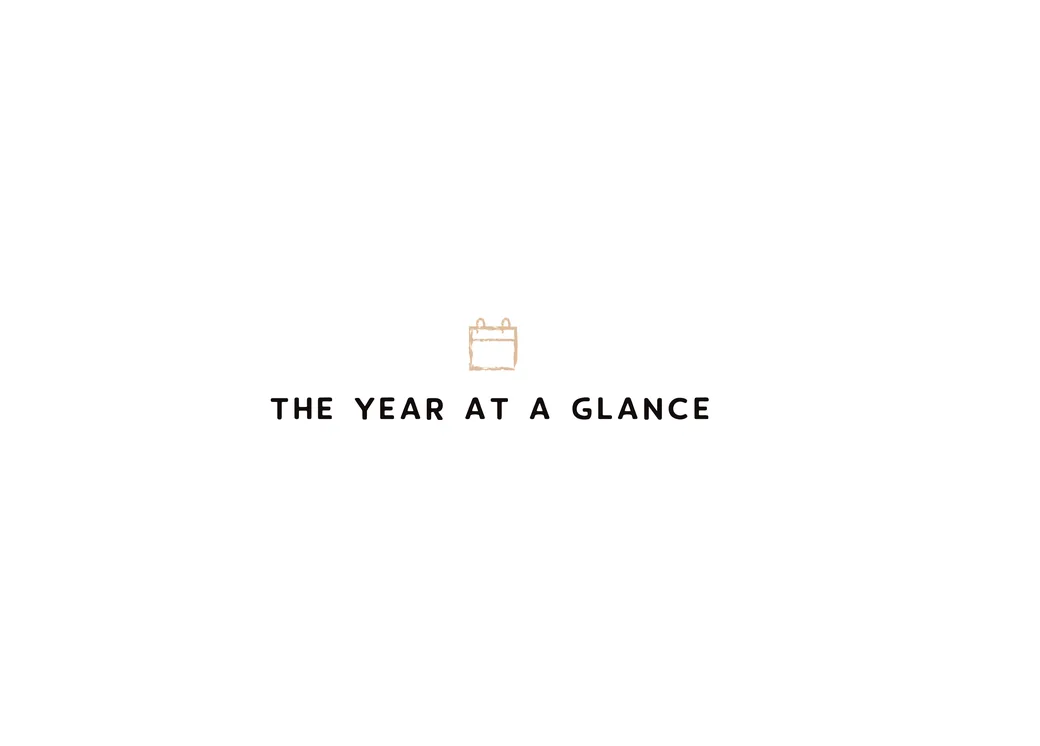 Journal page titled “The year at a glance”, with a small hand-drawn calendar.